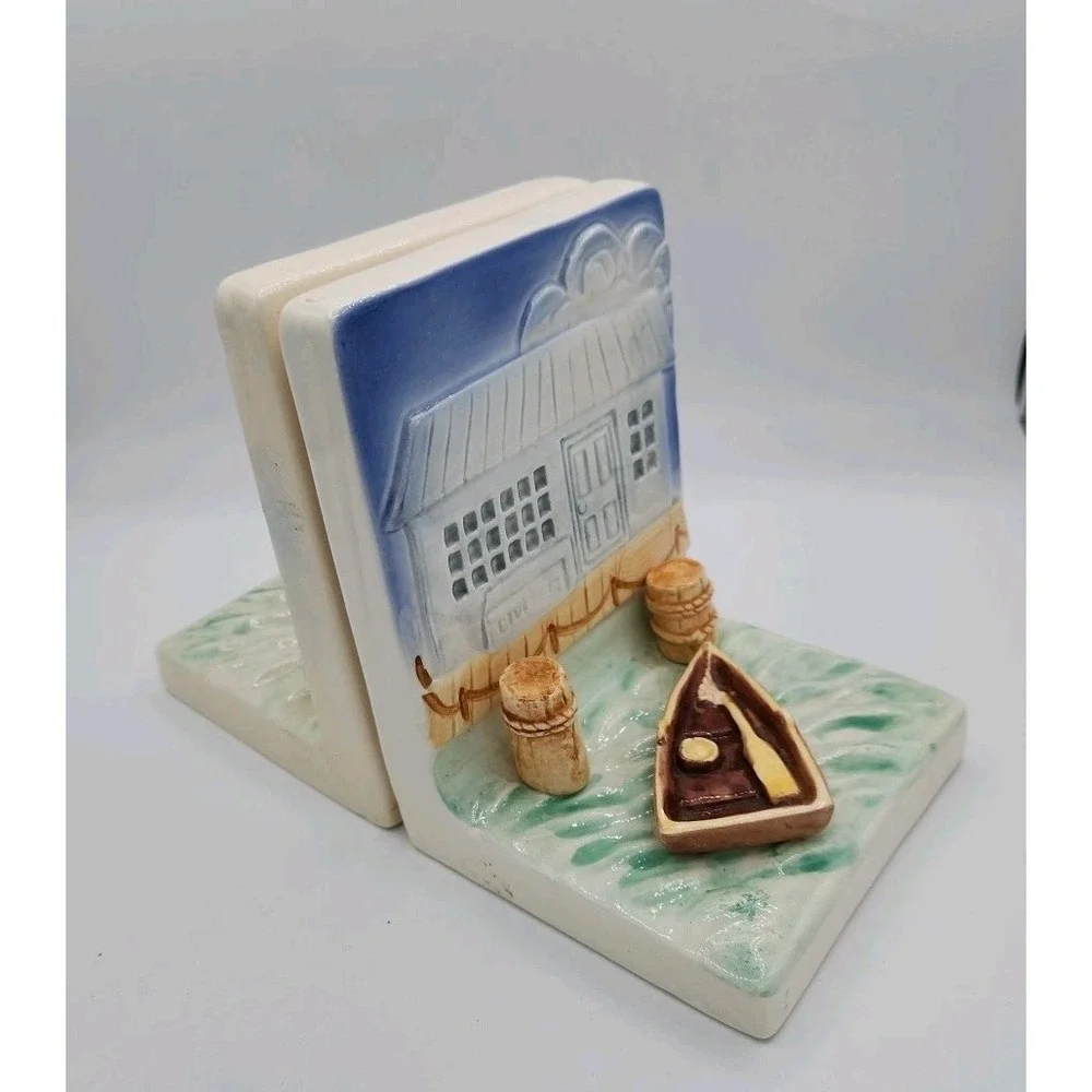 Vintage Beachcombers‎ Int'l Ft. Myers FL 1981 BEACH SCENE Ceramic BOOKENDS